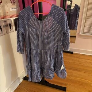 Free People Blue Striped Open Back Dress